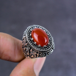 Natural Carnelian Gemstone Handmade 925 Sterling Silver Jewelry Ring Size 9 d3u94