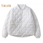 Naiste talvine pesapallimantli aluskrae tuulekindel &otilde;huke polsterdatud &uuml;hev&auml;rviline kardigan, pikkade varrukatega, soe igap&auml;evaseks kandmiseks &otilde;ue jope S valge