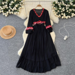 Vintage tikandiga V kaelusega &otilde;huke kleit naistele Litrid Tutid Vocation Beach A Line Vabaajakleidid &Uuml;hes t&uuml;kis Vestido Mujer Uus One Size must