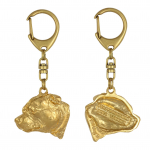 Staffordshire Bull Terrier, Staffy III - Gilded key ring with dog in gift box, handbag decoration, luxury accessory by Art-Dog brand