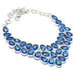 &Scaron;veitsi sinise topaasi v&auml;&auml;riskivist k&auml;sitsi valmistatud 925 sterlingh&otilde;bedast ehtekaelakee 18 Y6T18