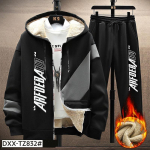 Meeste s&uuml;gis-talvine jakk pluss sametist paks lambavillane spordi&uuml;likond, kaheosaline komplekt L punane