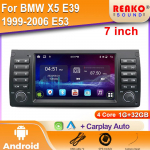 Autoraadio 2 din Android Auto Multimeediam&auml;ngija BMW X5 11 E53 E39 M5 1996-2003 Stereo GPS Navigatsioon Heli Carplay 4G 4 core 1GB+32GB carplay