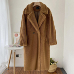 2024. aasta talvepikk kunstkarusnahast mantel Naiste talve lambakarusnahk Palus mantel Naiste bleiser krae rev Kohev jakk Moodne mantel Elegantne &uuml;ler&otilde;ivad XL tumepruun v&auml;rv