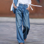 Nostalgia Jeans Naiste K&otilde;rge V&ouml;&ouml;koht Lai Jalg P&uuml;ksid L&otilde;dvad Pikkade S&auml;&auml;rega P&uuml;ksid Denim P&uuml;ksid L sinine