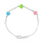 L&Eacute;A & ARTHUR - Bracelet Enfants 3 C&OElig;URS - Maille Jaseron Argent 925 Milli&egrave;mes Rhodi&eacute; - Longueur R&eacute;galable - Bijou Enfant