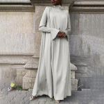 VONDA Naiste vintage k&otilde;rge kaelusega latern pikkade varrukatega &uuml;hev&auml;rvilised kleidid 2XL hall