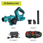 NEWBENY juhtmeta elektriline &otilde;hupuhur 3 k&auml;iguga 270&deg; p&ouml;&ouml;rlemise reguleerimise juhtmeta lehtede lumepuhastust&ouml;&ouml;riist Makita 18V-21V aku jaoks 2xBattery-EU Plug