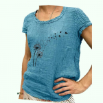 Naiste mood l&uuml;hikeste varrukatega pluus Kevad-suvi vabaaja puuvillane linane T-s&auml;rk &Uuml;markraega prinditud top S roosa