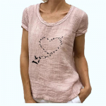 Naiste mood l&uuml;hikeste varrukatega T-s&auml;rk Kevad-suvi puuvillane linane T-s&auml;rk &Uuml;markaelusega T-s&auml;rk S roosa