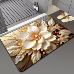 3D Floral Diatom Mud Absorbent libisemisvastane vannitoa p&otilde;randamatt, masinpestav model 1, 50cm x 80cm