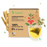 Teabox Ashwagandha roheline tee 25 teekotti | Ayurveda segu kvaliteetsest rohelisest teest ja looduslikust ashwagandhast | Tugevdab immuunsust ja parandab m&auml;lu