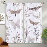 Liblikas Kiil Lilled 3D Prinditud Kardin Tulp Hortensia Violetne V&auml;rske Ja Looduslik K&otilde;rge Kvaliteediga Pimendav Kardin 2tk W100xH130(CM) folio&Grommet Top