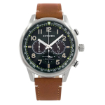 Citizen Eco-Drive Kronograaf Nahkrihm Roheline T&auml;hik CA4420-21X 100M Meeste K&auml;ekell roheline