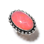 Natural Pink Botswana Druzy Gemstone 925 Sterling Silver Ring Size 8 g8u96