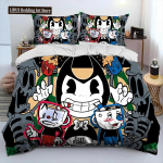 Cuphead ja Mugman, M&auml;ng M&auml;ngija Tekk Voodipesukomplekt, Tekikott Voodikomplekt Tekikott Padjap&uuml;&uuml;r, King Queen Suurus Voodipesukomplekt Poisid EU Single 135x200cm