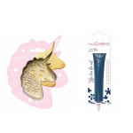 Kit pour biscuit en relief Licorne + Stylo au chocolat bleu nuit