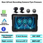 5-tolline mootorratta Carplay veekindel 1080P WiFi juhtmeta Android-Auto DVR-ekraan Dash Cam GPS-navigatsiooni TPMS DVR x TPMS