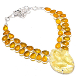 Natural Yellow Triplet Opal, Amber 925 Sterling Silver Jewelry Necklace 18 s6g20