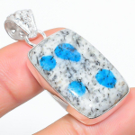 K2 Azurite Handmade 925 Sterling Silver Jewelry Pendant 1.77 j4e99