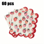 1 komplekt/60 tk punase maasika mustriga trimmitud kokteilir&auml;tik, baaripeopaber, ideaalne pidudeks, s&uuml;nnip&auml;evadeks ja erilistel puhkudel 60pcs