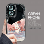 Armas koomiksimustriga kreemjas tekstuuriga korpus, lainelise servaga pehme silikoonkaanega telefoni&uuml;mbris OPPO Reno Realme jaoks OPPO F9 Pro puhas