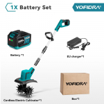 YOFIDRA Harjadeta Elektriline Aiafrees Kultivaator Muruniiduk Mullakultiveerimiseks Aiat&ouml;&ouml;riist Sobib Makita 18V Akupesadega 1*928VF EU Plug