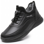 Meeste Talvised Pluss Sametist Paksud Soojad Riidest Kingad Kesk- ja Vanemaealistele - Pehme Tallaga Jalatsid K&auml;imiseks 44 must