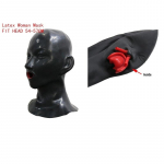 T&auml;ispea lateksmask feti&scaron; avatud ja suletud silmadega kummist peakate punaste suuhammastega huulekate Keele nina toru 54-57 cm close eye short tube