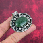 Roheline Jade 925 Prooviga H&otilde;be Ripats, K&auml;sitsi valmistatud V&auml;&auml;riskiviga Ripats Ehted, Kingitused Naisele Uhiuus Ripats 1.88 Inches roheline