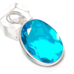 Swiss Blue Topaz Handmade 925 Sterling Silver Jewelry Pendant 1.81 q3g34
