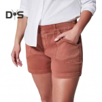 Naiste cargo l&uuml;hikesed p&uuml;ksid, pealek&auml;ivad, k&otilde;rge v&ouml;&ouml;kohaga, venivad l&uuml;hikesed p&uuml;ksid, vabaaja, slim-l&otilde;ikega, taskutega, suvine rannaoutfit XXL oranž