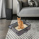 Portable Cat Litter Box Carrier Oxford Cloth Easy to Carry Use Travel Tray Case Pet