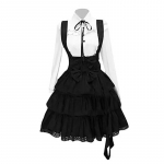 Uus Lolita &Uuml;hev&auml;rviline Temperamentne T&ouml;&ouml;le S&otilde;itmise Kleidikomplekt Keskmise Pikkusega Seelik K&otilde;rge V&ouml;&ouml;koht Kaheosalise Imitatsioonikomplekt Must R&otilde;ivas Kawaii Kleit S must
