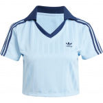Adidas Originals Adicolor Jacquard Spordikihiline Mugav Pehme Mood L&uuml;hikeste Varrukatega Polo S&auml;rk Naiste Topp Roosa Sinine JD5864 L