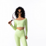 K&otilde;rge elastsusega pikkade varrukatega jooga- ja pilatese treeningkomplekt s&uuml;giseks ja talveks XL