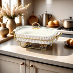 Mitmeotstarbeline lainelise mustriga keraamiline pajaroog rauast raamiga, kahe k&otilde;rva ja kalaplaadiga suppipott