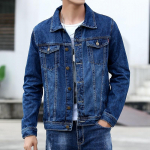 Kevad S&uuml;gis Meeste Denim Joped Vabaaja T&auml;navar&otilde;ivad &Uuml;ler&otilde;ivad &Uuml;hev&auml;rviline &Uuml;he Rinnaga Allakeeratava Kraega Denim Jakk Meeste 5XL