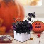 Halloween Artificial Flowers Arrangement in Wooden Box Boxed Faux Desktop Ornament for tumepunast v&auml;rvi