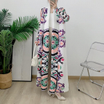 Suuruses pluss valge t&uuml;rgi mustriga abaya kardigan naistele One Size valge