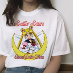 Sailor Moon T-s&auml;rk naiste moodne l&uuml;hikeste varrukatega t-s&auml;rk Harajuku vintage naiste T-s&auml;rk S valge