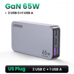 UGREEN 65W Galliumnitriidi Laadija PD Mitme pordiga Type-C Kiirlaadimise Pea &Uuml;hilduv Apple 16, MacBook Pro, S&uuml;learvutiga must