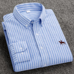 S-6XL Oxford s&auml;rgid meestele Pikkade varrukatega Puuvillane &Uuml;hev&auml;rviline Triibuline Vabaaja Tikitud Hobune Streetwear &Auml;ri Lihtne Kontor 6XL 44