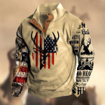 Meeste teksap&uuml;ksist j&otilde;uluteemaline etnilise stiiliga kulutatud tr&uuml;kiga Henley pikkade varrukatega p&uuml;stkrae pusa XXXL