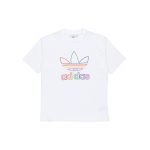 Adidas Originals Pride T-s&auml;rk vikerkaarega Trefoil logoga L&uuml;hikeste varrukatega Meeste Topid Valge FI0882 XL