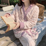 Coral Velvet Pidžaama Daami S&uuml;gis Talvine Eriti Paks Velvet Armas maasika K&uuml;&uuml;liku Flanell Koduriiete Komplekt XXL