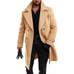 S&uuml;gis-talvine meeste villane kahekordse rev&auml;&auml;riga paksenenud villane trench-coat soovimaterjal M khaki
