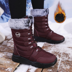 Naiste talvised veekindlad ja libisemisvastased paksu villase voodriga lumesaapad paksu tallaga, mis sobivad v&auml;litegevusteks 40 veinipunane v&auml;rv