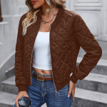 Naiste t&otilde;mblukuga pikkade varrukatega p&uuml;stkraega ruuduline kitsas baseball-patsutatud pealispluus jakk mantel XXL kohv