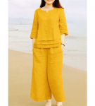 India disainer puuvillane slub kurta p&uuml;ksid n&ouml;&ouml;riga komplekt naistele Bollywoodi peoriided top tuunika kurti kleit XL kollane